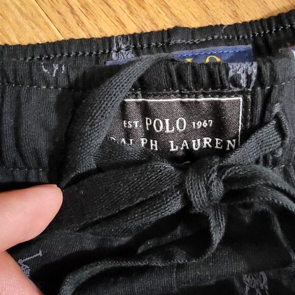 Polo Ralph Lauren All Over Print Pony Logo Joggers Pants Black Grey Men'… - Picture 2 of 8